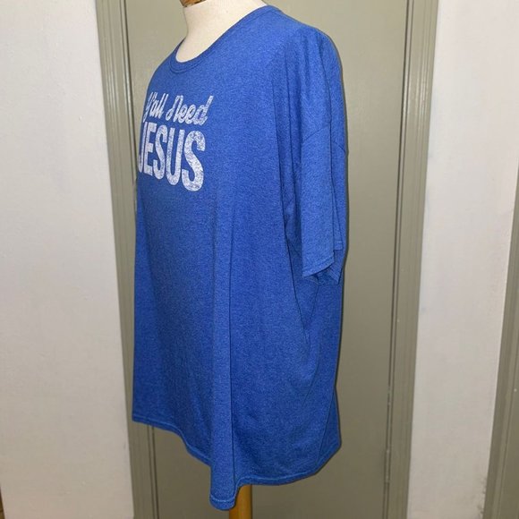 Fruit & Loom Blue Graphic T Shirt Jesus Size 3XL EUC - Picture 4 of 5